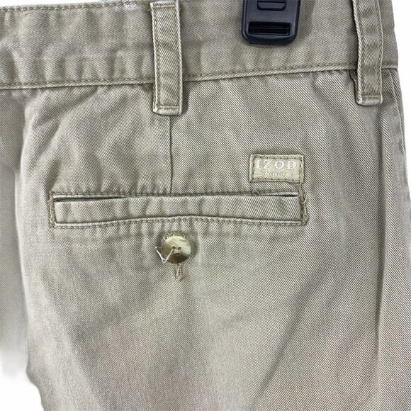 IZOD Khaki Chino Shorts Mens Size 38 Flat Front - Picture 3 of 4